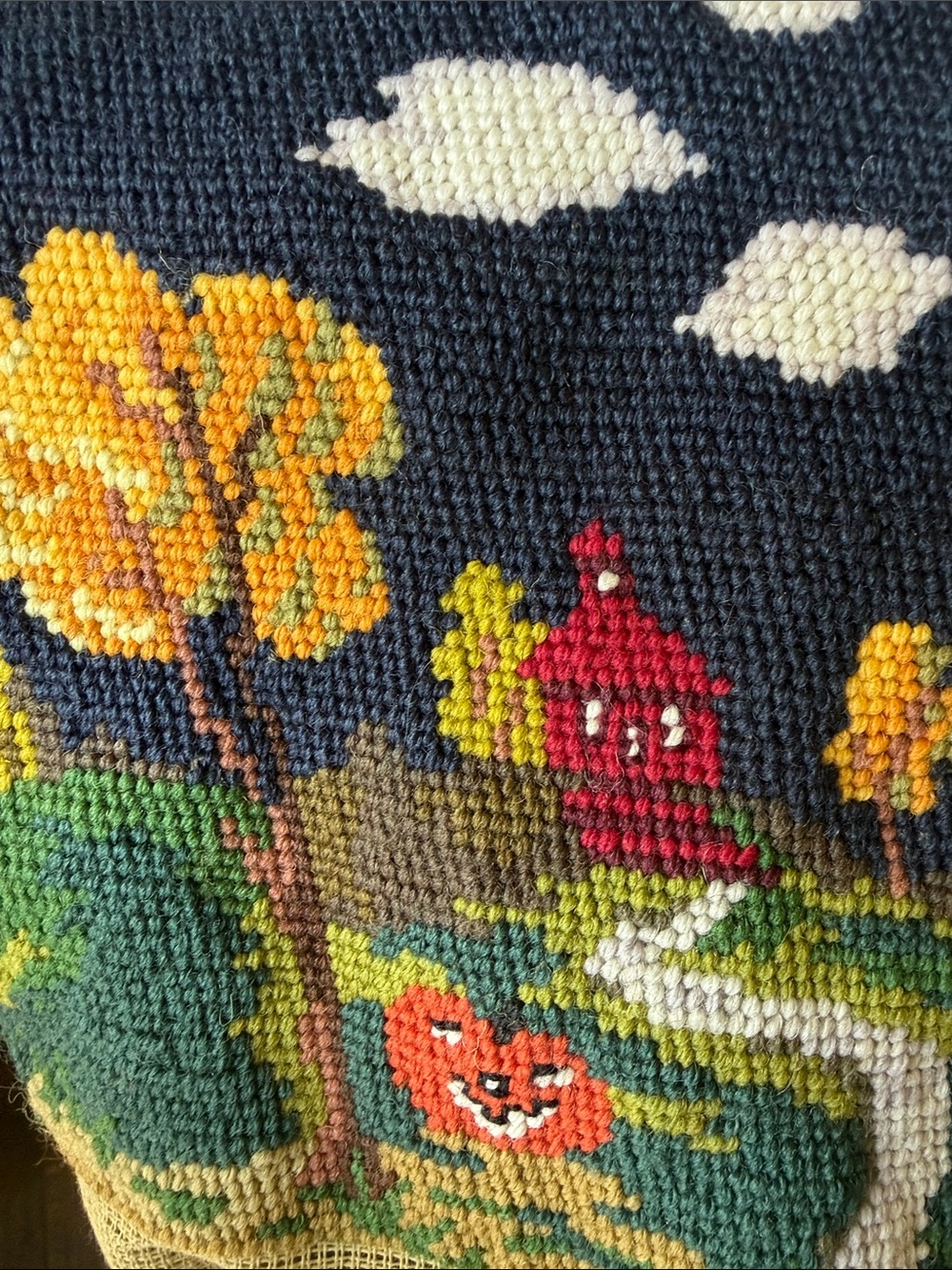 Completed Needlepoint - Fall scene with pumpkin - Picture 8 of 8